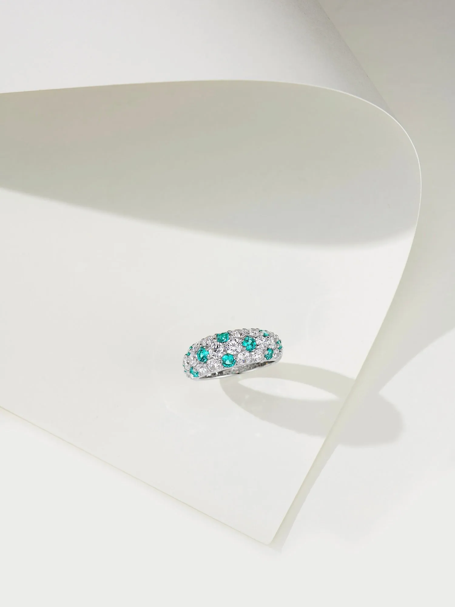 Full Pave Ruby Red Paraiba Blue Ring with Diamond Accents