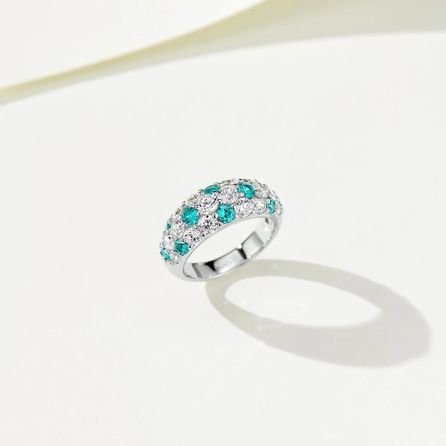 Full Pave Ruby Red Paraiba Blue Ring with Diamond Accents