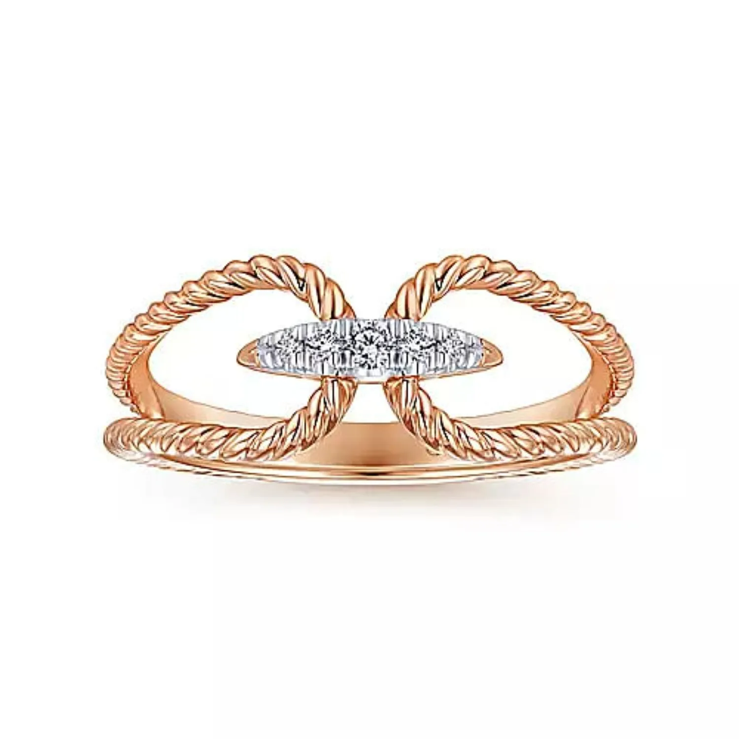 Gabriel & Co. Twisted Rope Pave Diamond Connector Ring