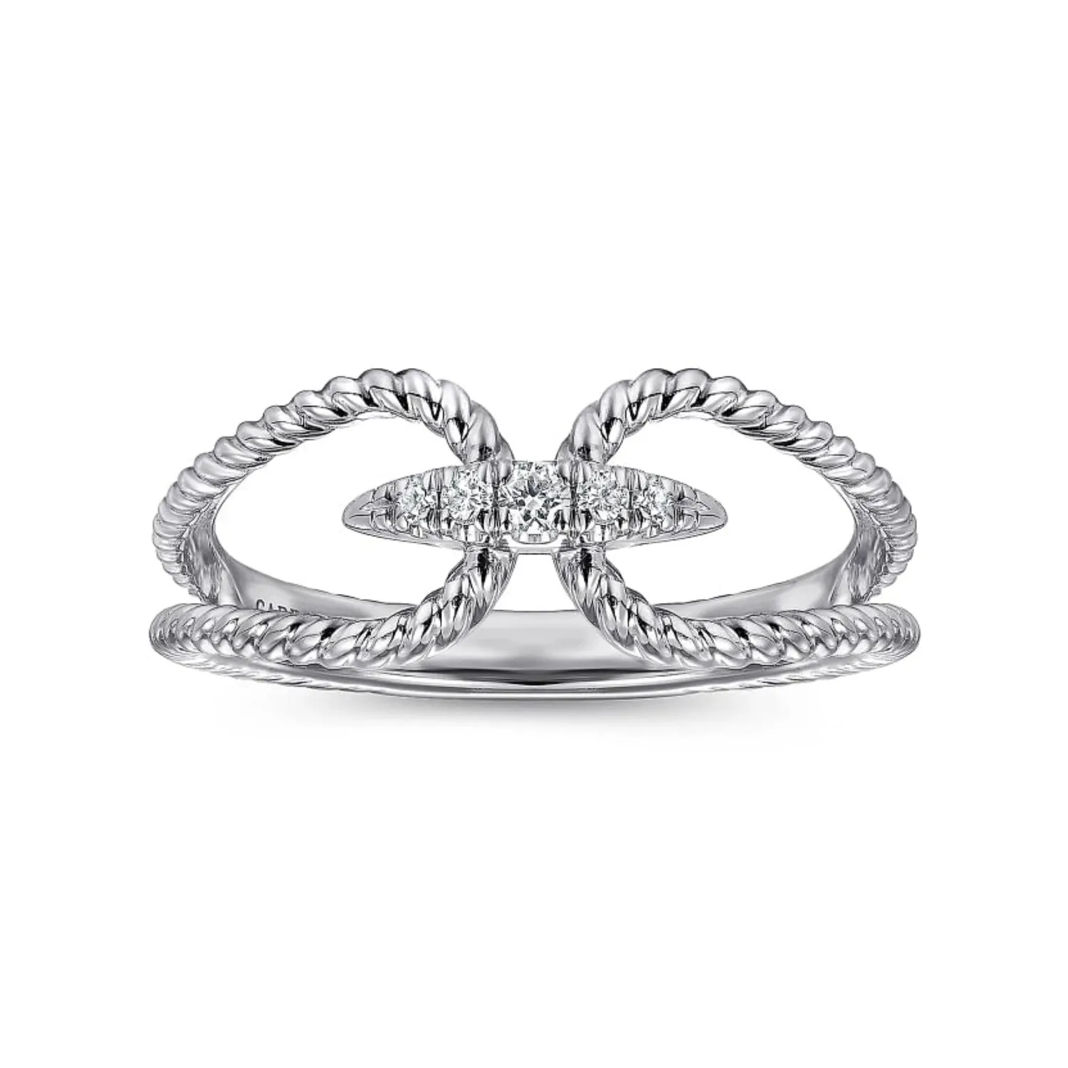 Gabriel & Co. Twisted Rope Pave Diamond Connector Ring