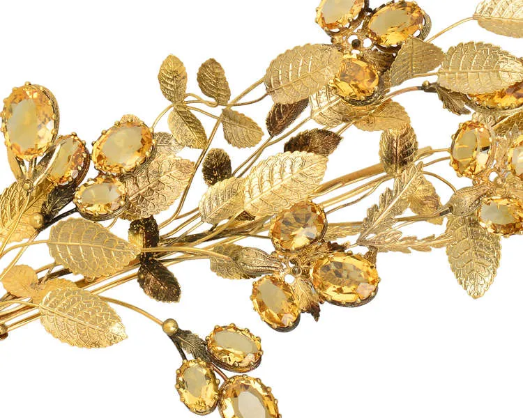 Georgian Citrine Trembler Floral Spray Brooch