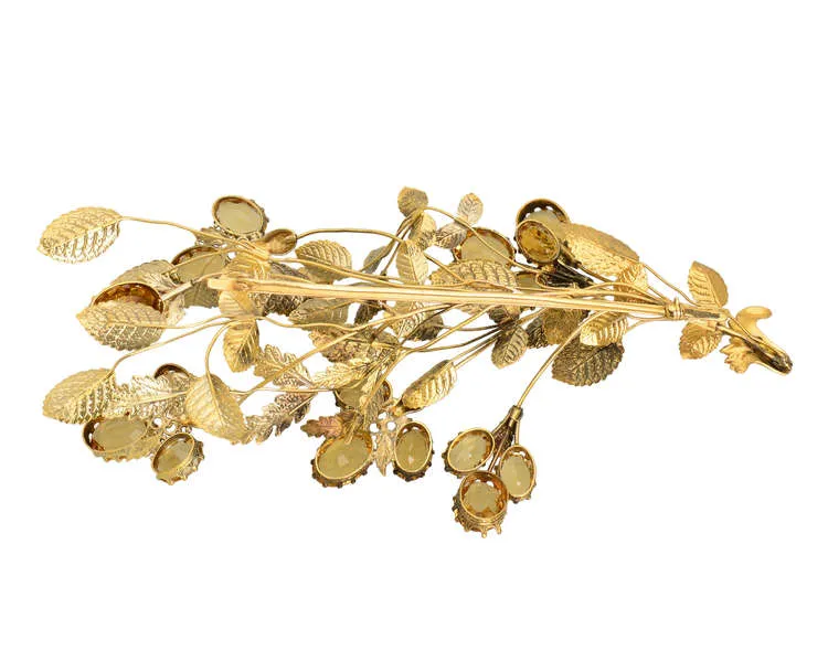 Georgian Citrine Trembler Floral Spray Brooch