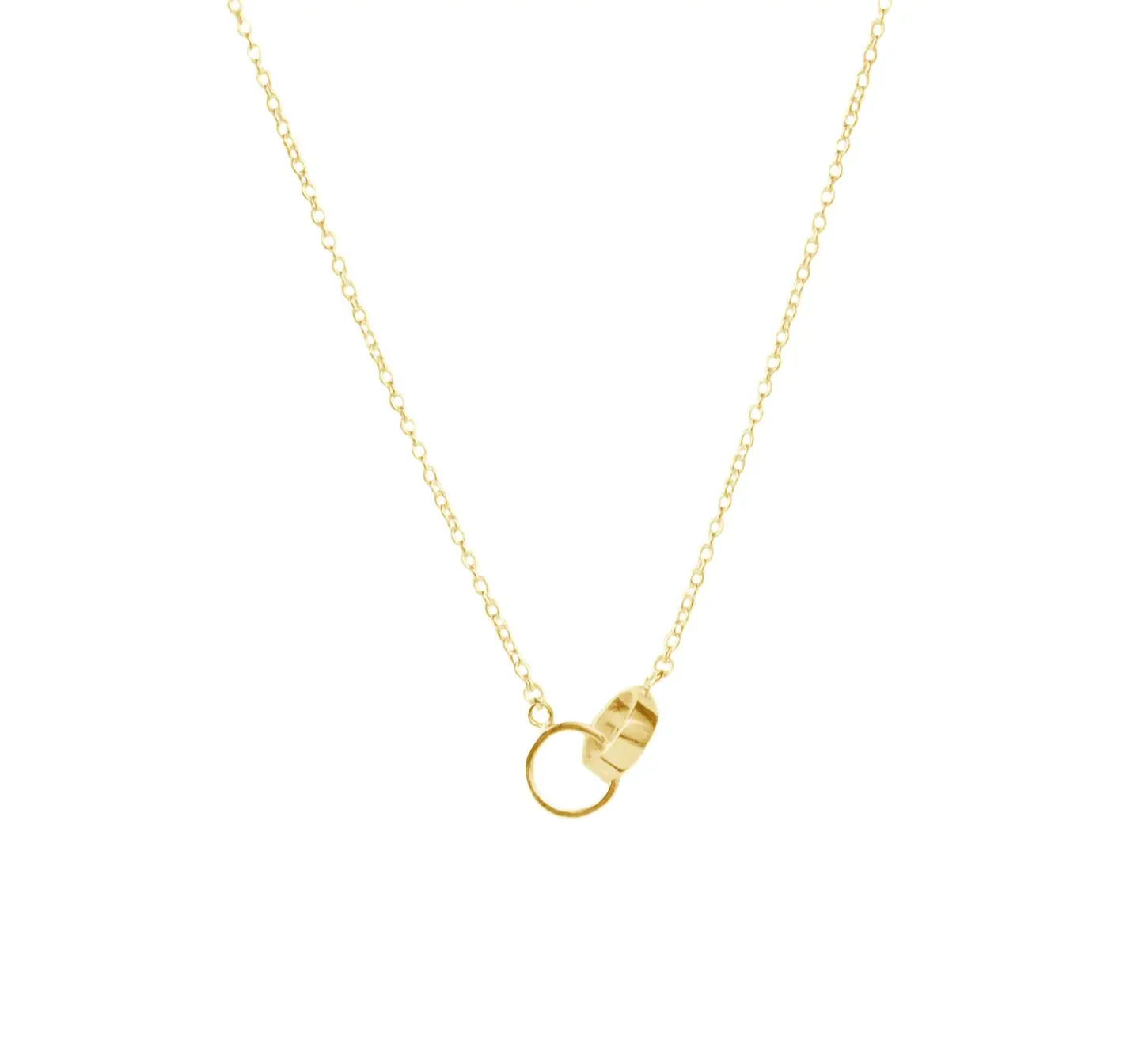 Gold Double Interlocking Circles Necklace