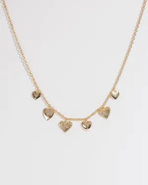 Gold Heart Pendants Necklace