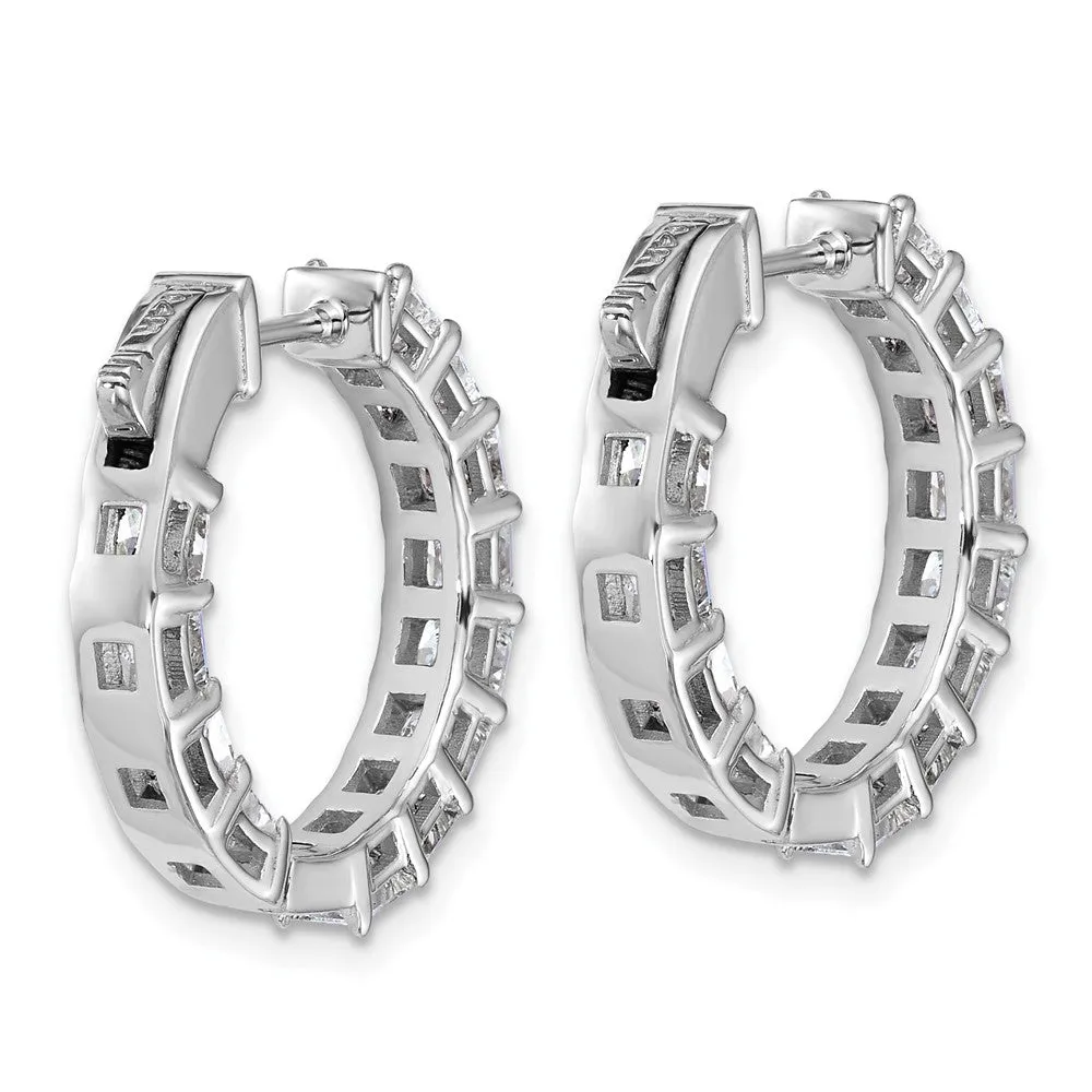 Gold Inside/Outside Cert Lab Grown VS DEF Princess Diamond Hoop Earrings - Model EM10707C-WLD