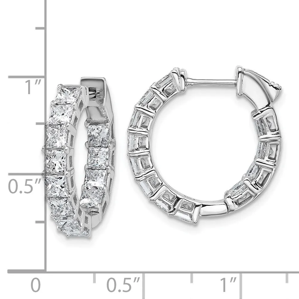 Gold Inside/Outside Cert Lab Grown VS DEF Princess Diamond Hoop Earrings - Model EM10707C-WLD