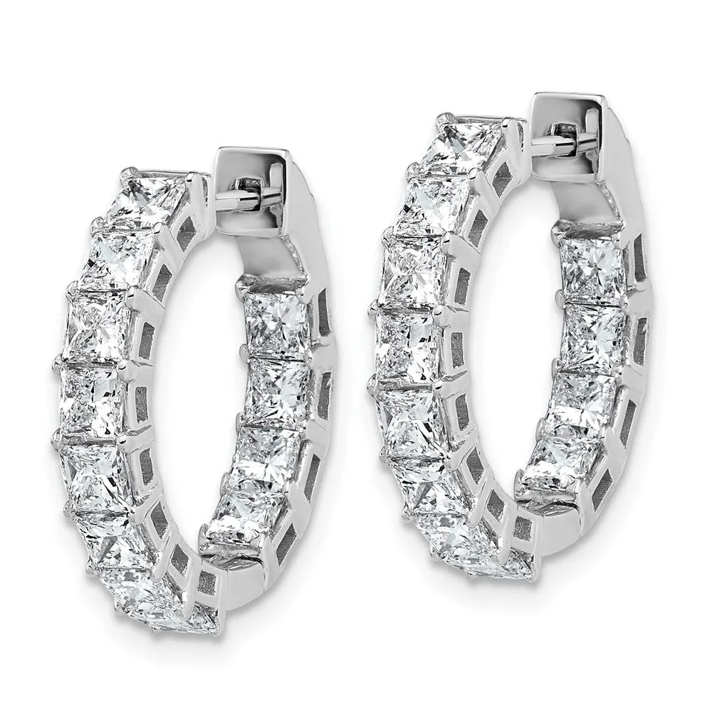 Gold Inside/Outside Cert Lab Grown VS DEF Princess Diamond Hoop Earrings - Model EM10707C-WLD