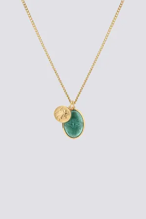 Gold/Teal Mini Dove Pendant