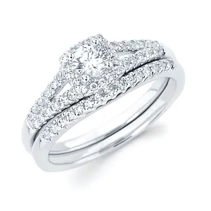 Halo Bridal: 1/4 Ctw. Diamond Halo Split Shank Semi Mount available for 1/4 Ct. Round Center Diamond in 14K Gold