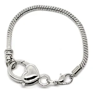 Heart Lobster Clasp Charm Bracelet Silver Tone (6.0")