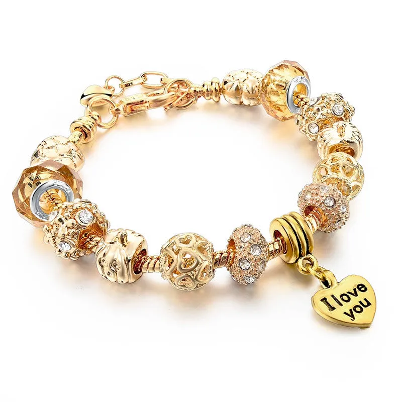 High Quality Heart Charm Bracelets For Women Snake Chain Gold Plated Bracelets & Bangles Fashion Jewelry