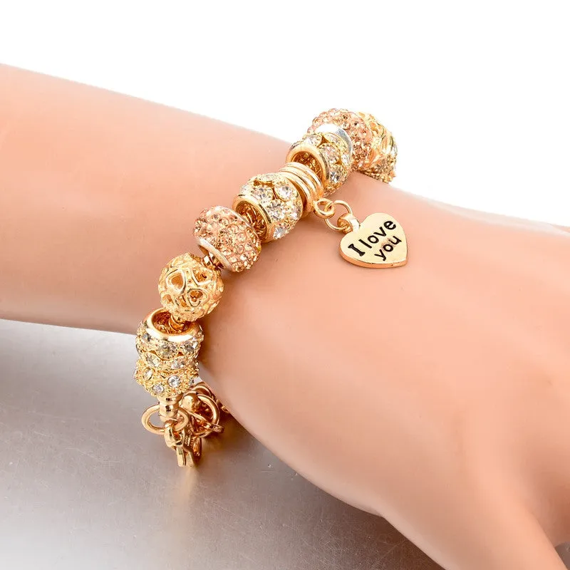 High Quality Heart Charm Bracelets For Women Snake Chain Gold Plated Bracelets & Bangles Fashion Jewelry