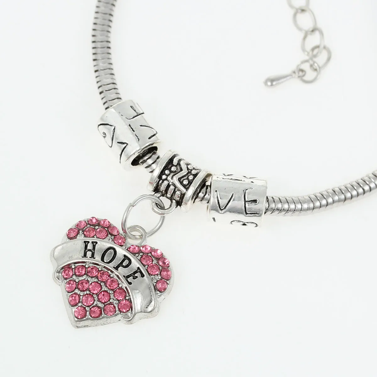 Hope heart pendant with European Bracelet