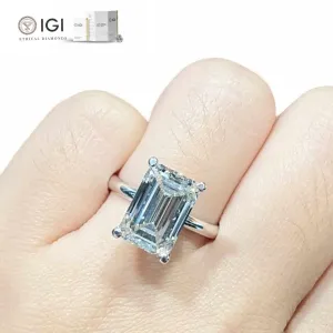 IGI CERTIFIED | 5.04ct H VS2 Emerald Cut Diamond Engagement Ring 14kt