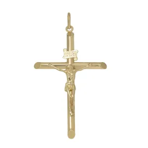 INRI Jesus Crucifix Cross Pendant 10K Yellow Gold