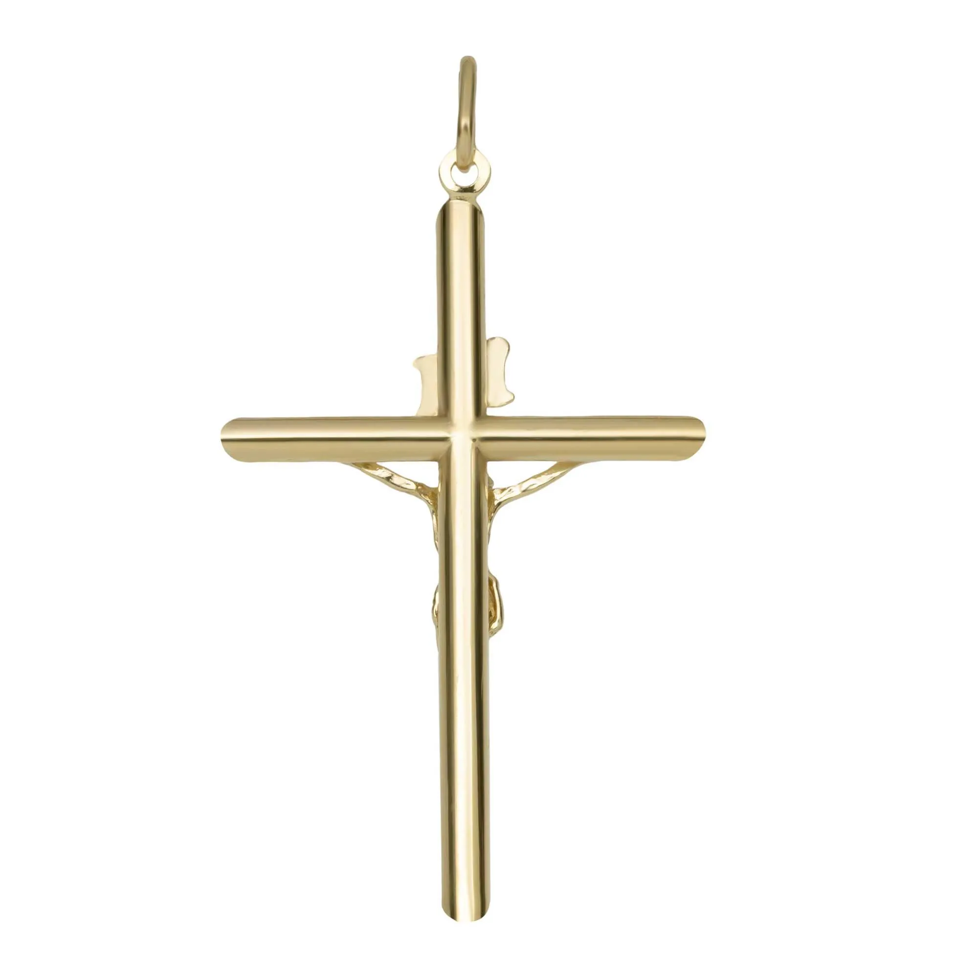 INRI Jesus Crucifix Cross Pendant 10K Yellow Gold