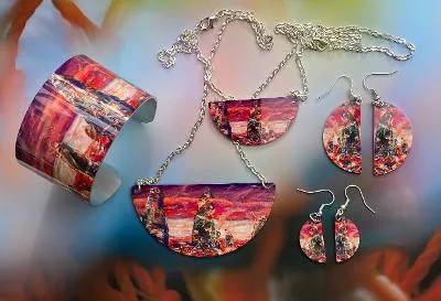 Jane Glue "Wild Sunset at The Ring of Brodgar" Large Earrings