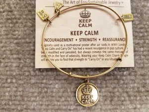 Keep Calm Brass Expandable Charm Bracelet Wind And Fire