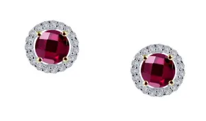 Lab Grown Ruby Halo Earrings E0328CRT