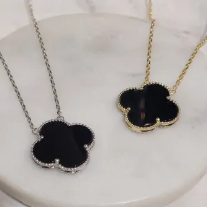 Large Black Onyx Clover necklace