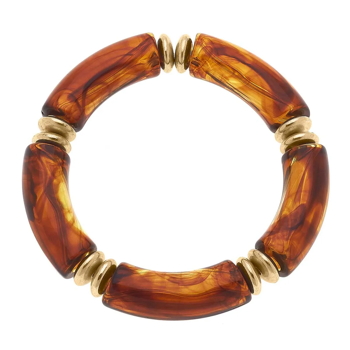 Lelani Disc Resin Stretch Bracelet in Tortoise