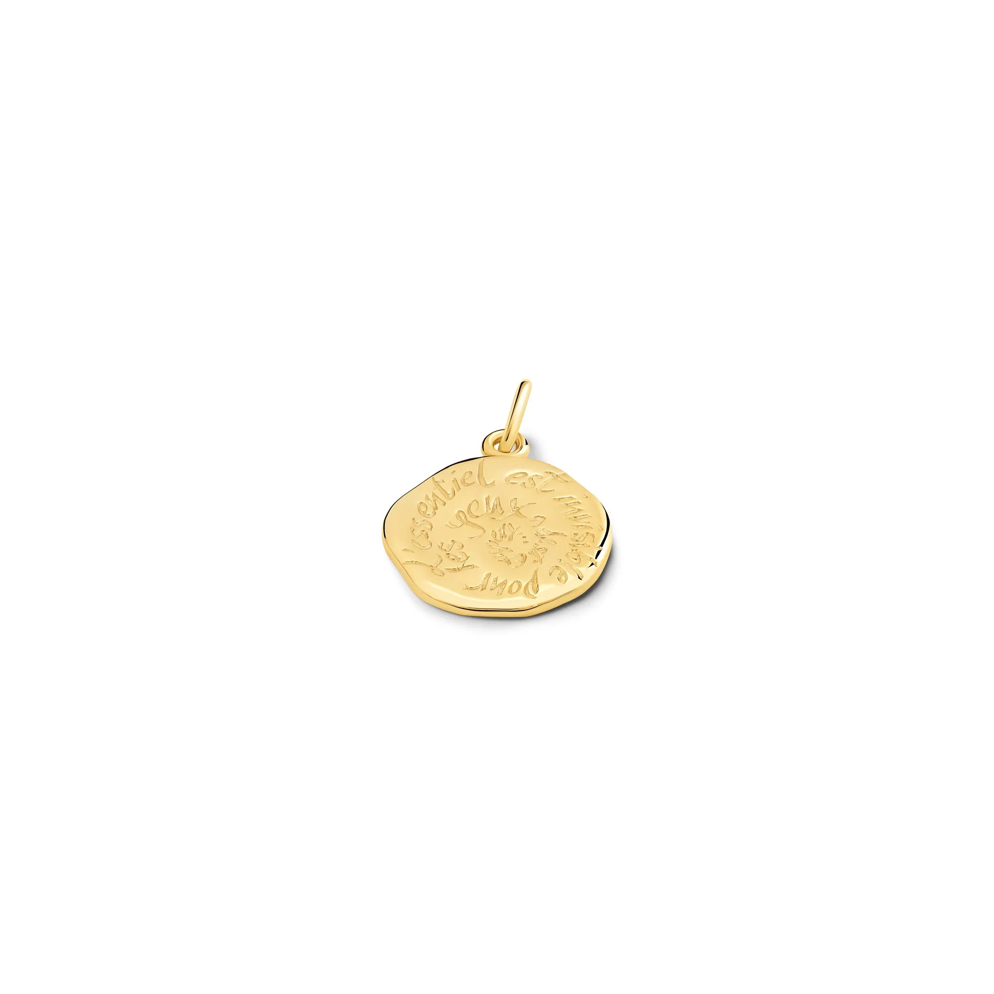 L'Essentiel Est Invisible Quote Pendant Yellow Gold