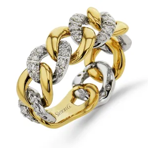 Link Right Hand Ring In 18k Gold With Diamonds