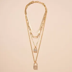 Lock Charms Layered Necklace