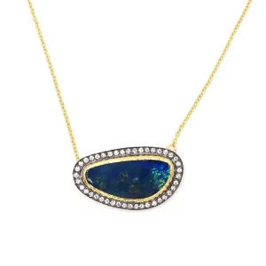 Marika Diamond, Blue Opal & 14k Gold Necklace - M7231