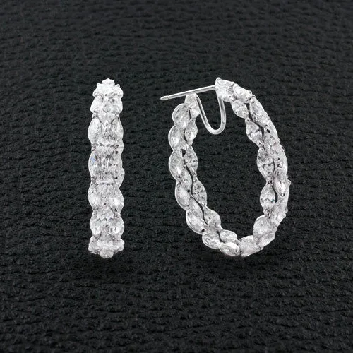 Marquise Diamond Hoop Earrings