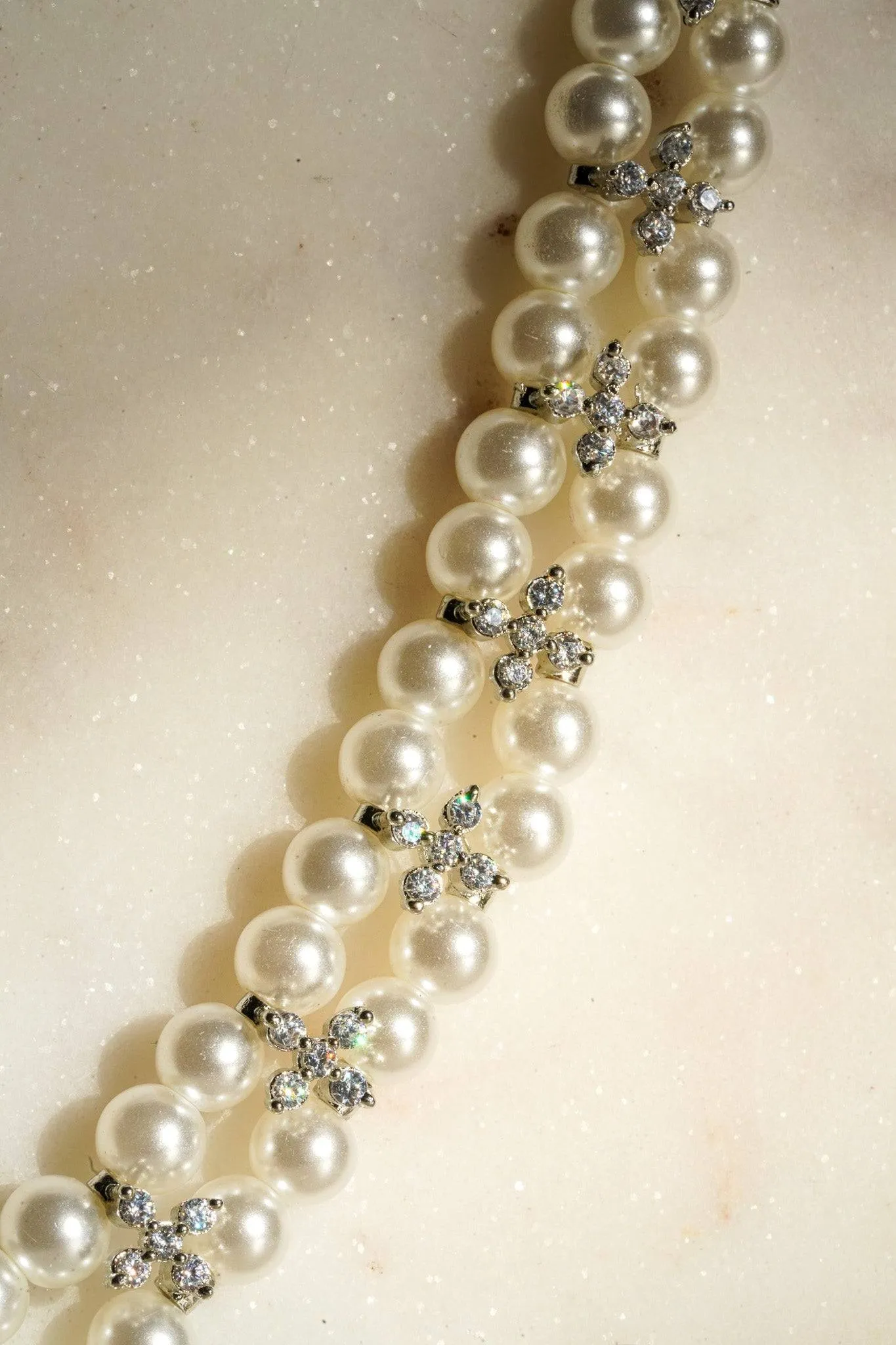 Maya - Pearl & Diamante Accent Mala Necklace Set