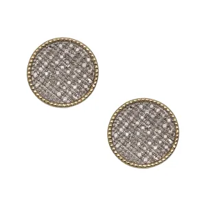 Men's Bead Framed Round Micro-Pavé Diamond Stud Earrings 0.33ct 10K Yellow Gold