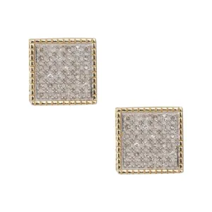 Men's Framed Square Micro-Pavé Diamond Stud Earrings 0.33ct 10K Yellow Gold