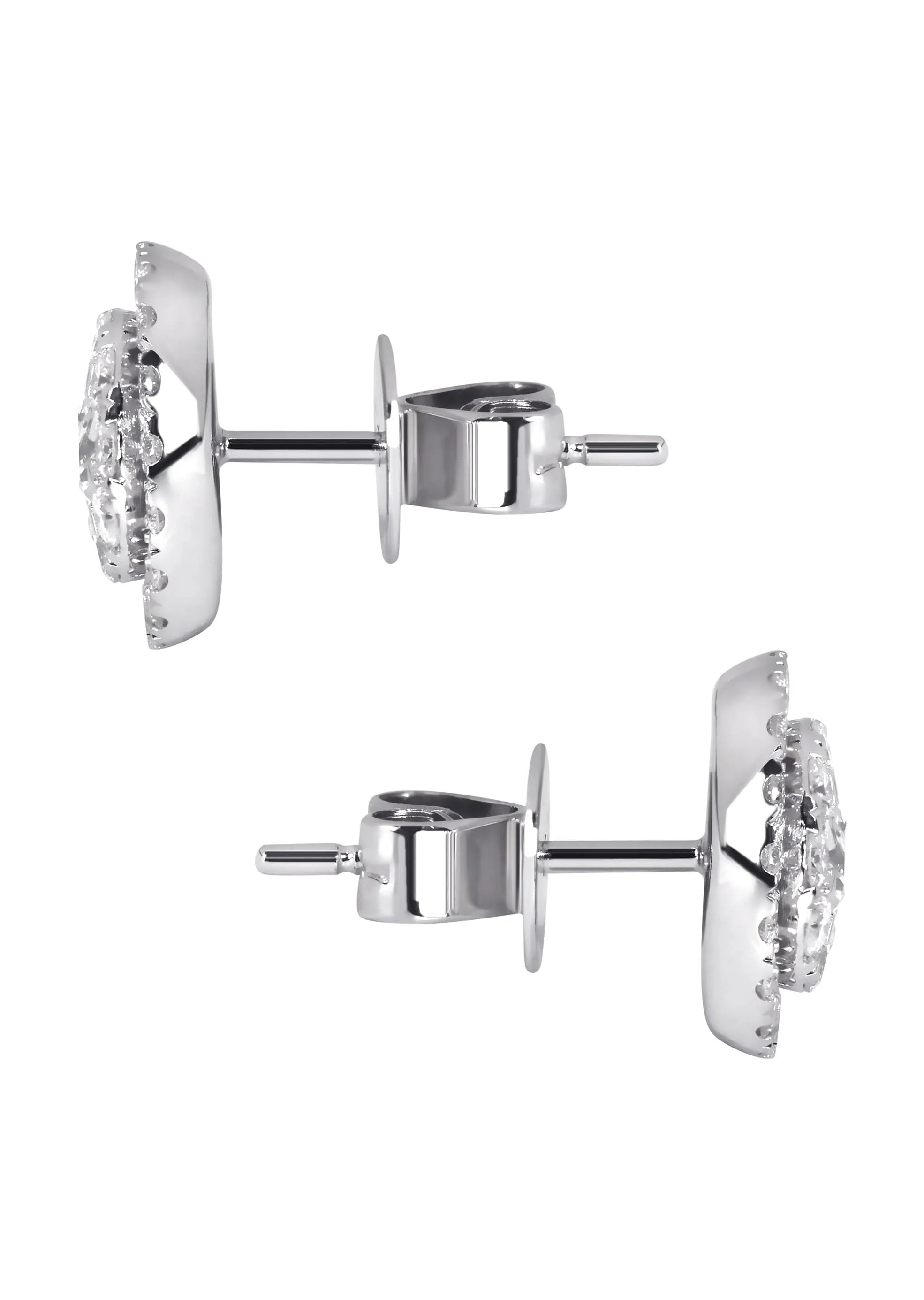 Mens Stud Diamond Earrings | 1.1 Carats 14K White Gold