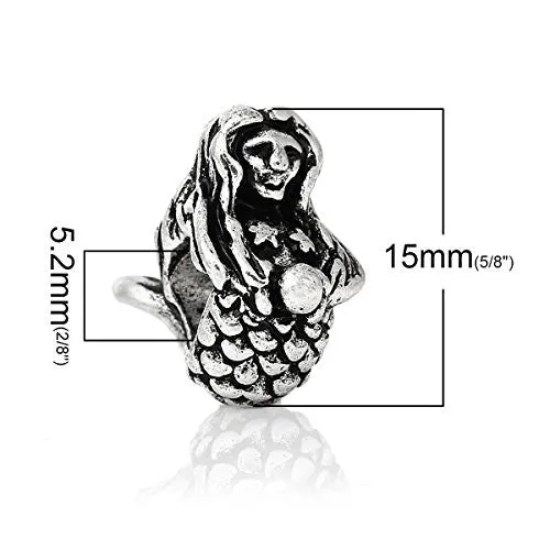 Mermaid Charm Bead Spacer  for Snake Chain Charm Bracelet