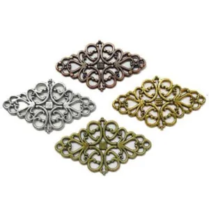 Metal Diamond Pendant / Jewellery Connectors x 4