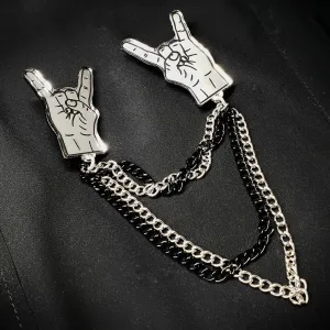 Mirrored Metal Hand Collar Pins