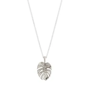 Monstera Palm Leaf Silver Necklace