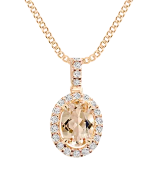 Morganite Pendant - 9ct Rose Gold Morganite and Diamond Pendant - 769124