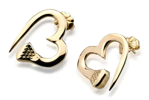 Nail Heart Earrings - Post, 14k Gold