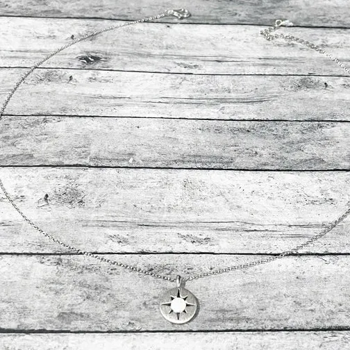 Opalstone Compass Circle Dainty Necklace (GOLD, ROSE GOLD Or SILVER)