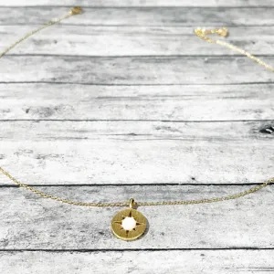 Opalstone Compass Circle Dainty Necklace (GOLD, ROSE GOLD Or SILVER)