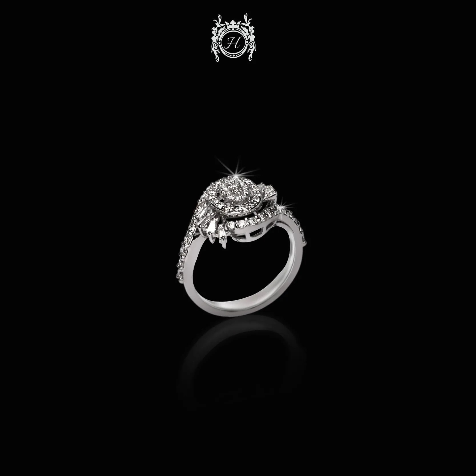 Oval illusion Diamond Ring