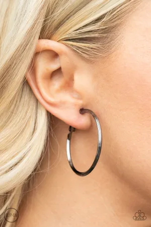 Paparazzi City Classic - Black Clip-On Earrings