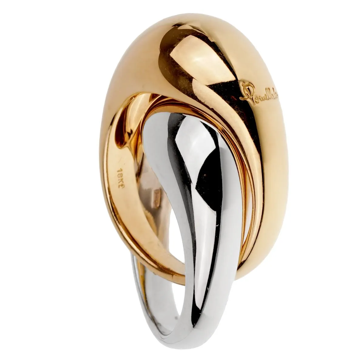 Pomellato Two Tone Gold Cocktail Ring Size 6 1/2