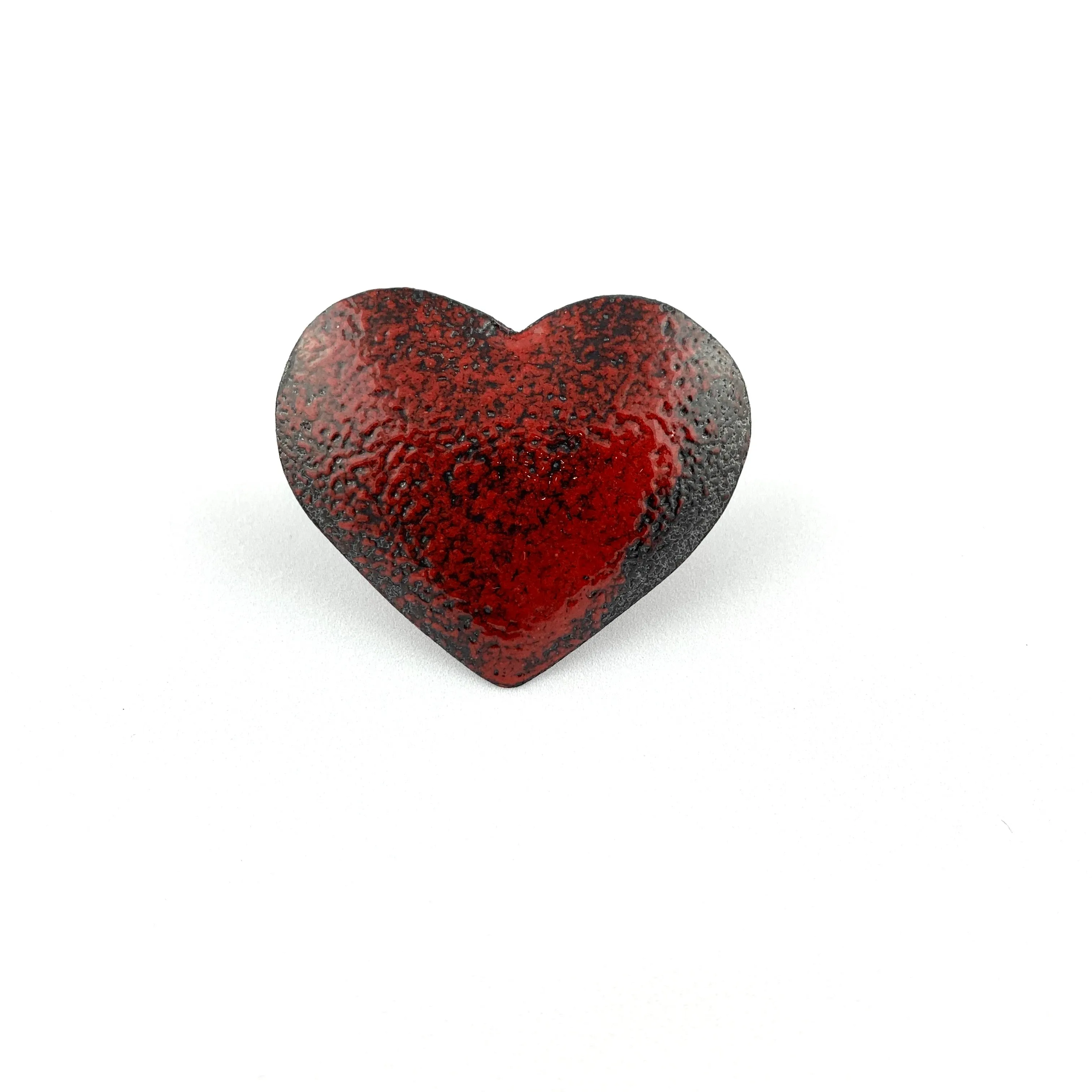 Red Enamel Fearless Heart Pin or Brooch