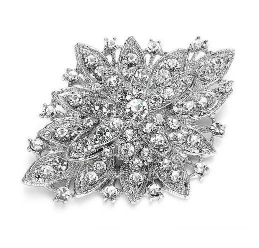 Rhinestone Brooch - Style 2 Silver