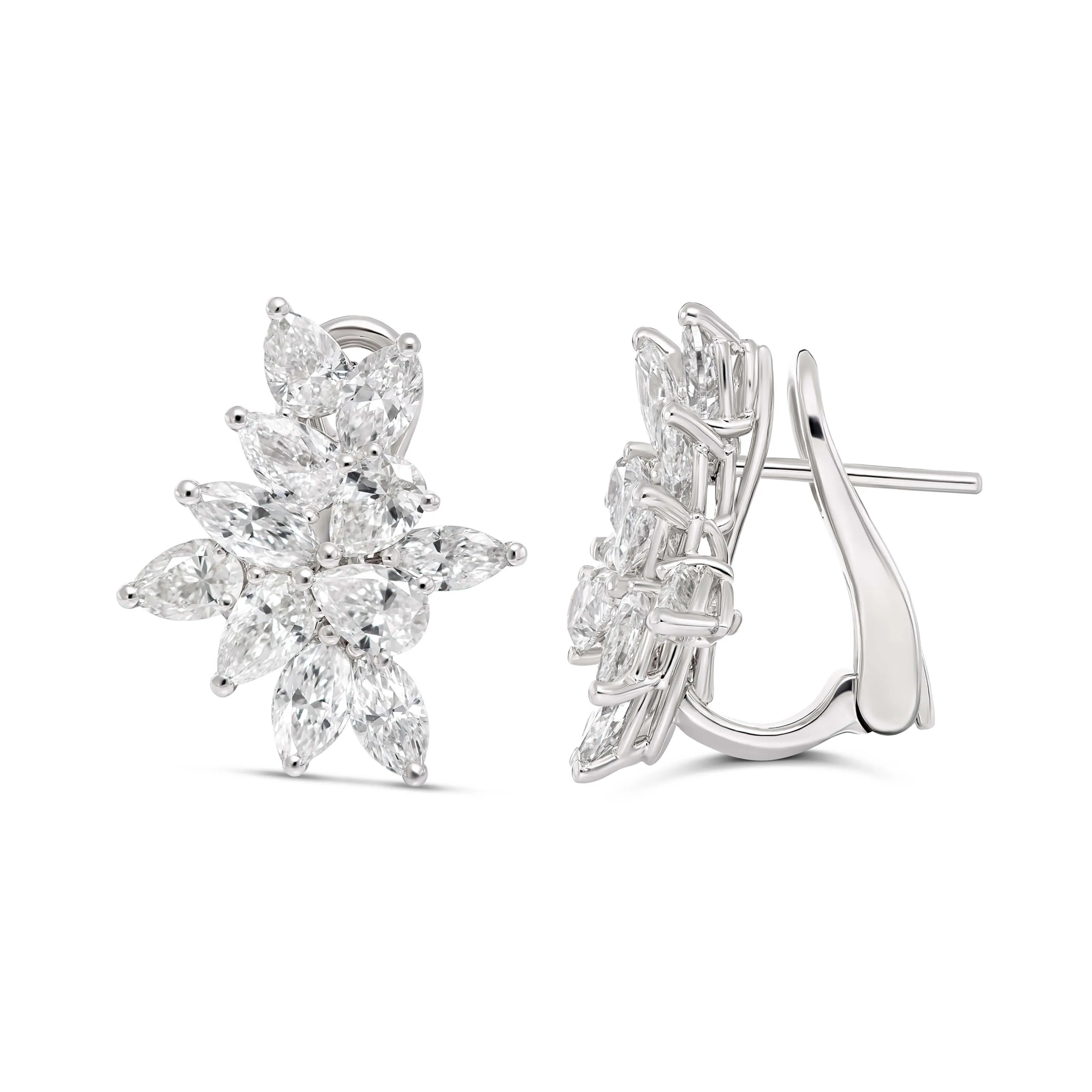 Riviera Cannes Diamond Multi Cluster Earrings | 18K White Gold