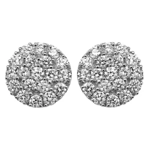 Round 11MM Micro Pave Diamond Earrings 1.65cttw 10K Yellow Gold