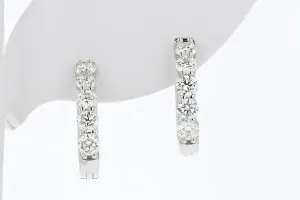 Round Diamond Hoop Earrings 2 Cttw 14K White Gold